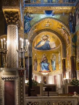 PALERMO, ITALY - JUNE 24, 2011: interior of Capella Palantina (Palatine Chapel) in Palazzo dei Normanni in Palermo. Royal Palace was the seat of the Kings of Sicily during the Norman domination