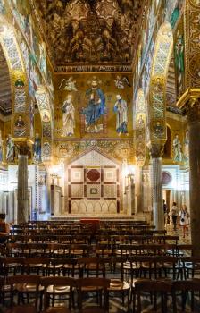 PALERMO, ITALY - JUNE 24, 2011: decoration of Capella Palantina (Palatine Chapel) in Palazzo dei Normanni in Palermo. Royal Palace was the seat of the Kings of Sicily during the Norman domination