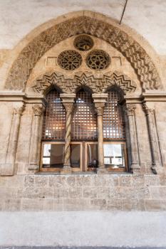 PALERMO, ITALY - JUNE 24, 2011: window of Palazzo Chiaramonte - Steri in Palermo. The building was begun in the early 14th century, and was the residence of the Sicilian lord Manfredi III Chiaramonte