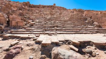 Travel to Middle East country Kingdom of Jordan - steps in ancient Great Temple in Petra town