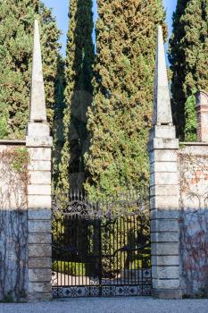 travel to Italy - gate of giusti garden in Verona city in spring