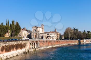 travel to Italy - view of regaste redentore embankment in Verona city in spring
