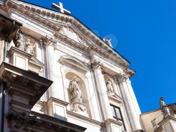 travel to Italy - facade of church Chiesa di San Gateano Thiene (The Teatini) in Vicenza city in spring