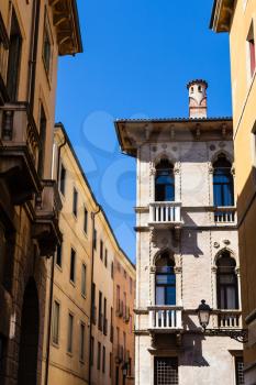 travel to Italy - palazzo and houses on Piazza dei Signori in Vicenza city in spring