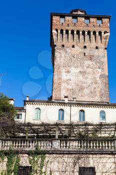 travel to Italy - view of Torrione di Porta Castello (Tower of Castel Gate) in Vicenza in spring