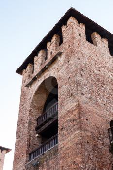 travel to Italy - tower of Castelvecchio (Scaliger) Castel in Verona city in spring