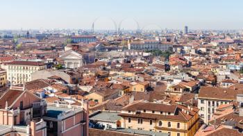 travel to Italy - above view of Verona city with Arena from tower Torre dei Lamberti in spring