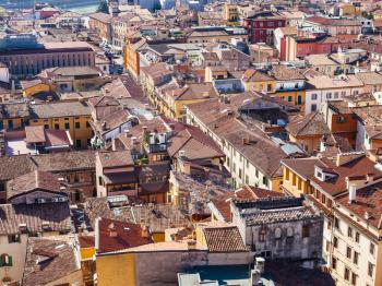 travel to Italy - above view of Verona cityscape from tower Torre dei Lamberti in spring