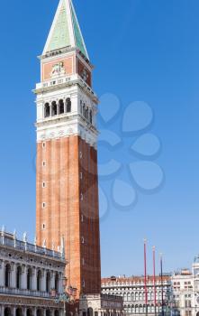 travel to Italy - campanile and Doge's palce on Piazza San Marco in Venice city in spring