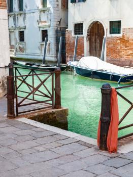 travel to Italy - pier on rio del la pieta canal in Venice city in spring