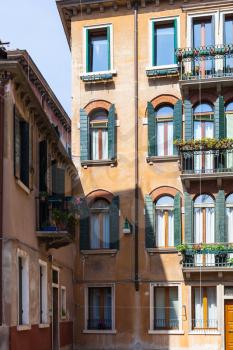 travel to Italy - dwelling houses in residential quarter of Venice city in spring
