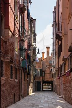 travel to Italy - street on Campo Dei Frari in Venice city in spring