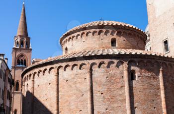 travel to Italy - Rotonda di san lorenzo and belltower of Basilica of Sant'Andrea in Mantua city in springg