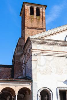 travel to Italy - bell tower of Chiesa di San Sebastiano on Via Giovanni Acerbi in Mantua city in spring