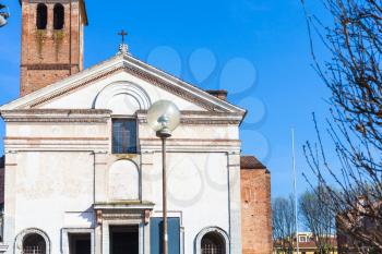 travel to Italy - front view of Chiesa di San Sebastiano on Via Giovanni Acerbi in Mantua city in spring