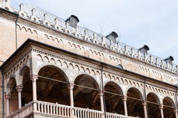 travel to Italy - loggia of palazzo della ragione on Piazza delle Erbe in Padua city in spring