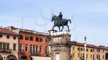 travel to Italy - The Equestrian Statue of Gattamelata by Donatello on square piazza del Santo in Padua city