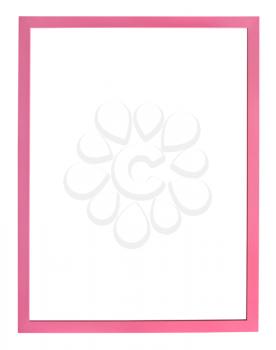 vertical modern pink picture frame with cut out canvas isolated on white background
