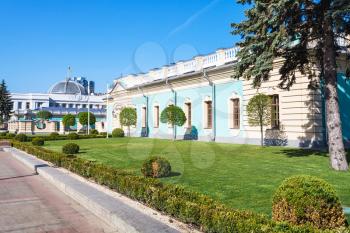 travel to Ukraine - view of wing of Mariyinsky Palace and Verkhovna Rada building in Kiev city in spring