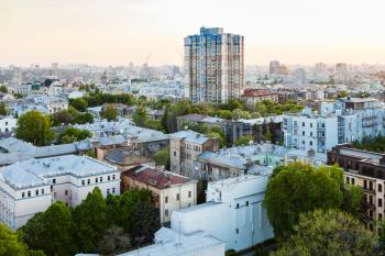 travel to Ukraine - view of residential houses in Kiev city in spring evening