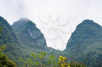 travel to China - green karst peaks in Yangshuo County in spring season