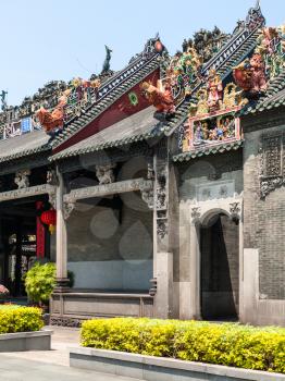 GUANGZHOU, CHINA - APRIL 1, 2017: exterior of Chen Clan Ancestral Hall academic temple (Guangdong Folk Art Museum) in Guangzhou city. The house was prepared for the imperial examinations in 1894