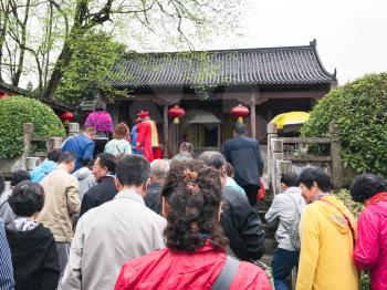 GUILIN, CHINA - MARCH 22, 2017: tourists near entrance to Jingjiang Princes Palace in Forbidden City of Guilin. This palace was the official residence of Prince Jingjiang of Ming Dynasty (1368-1644)