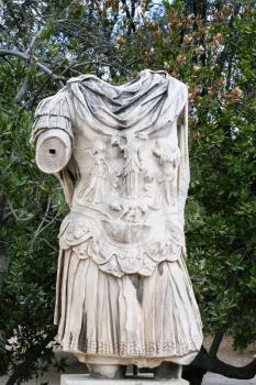 travel to Greece - ruin of ancient statue in public urban park in Ancient Agora in Athens city