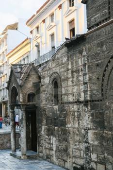 travel to Greece - facade of church Panagia Kapnikarea near Ermou street in Athens city