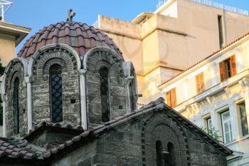 travel to Greece - dome of church Panagia Kapnikarea in Athens city