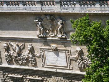 Travel to Provence, France - outdoor decoration of medieval Papal Palace in Avignon city