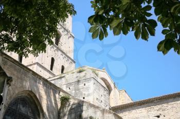 Travel to Provence, France - bell tower of ancient Church of St. Trophime in Arles city