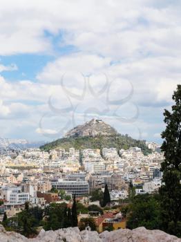 travel to Greece - view of Athens city and Mount Lycabettus from Acropolis
