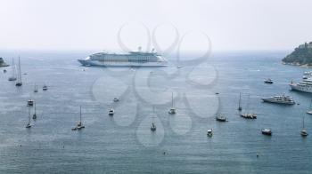 travel to France - liner, boats, yacht near Nice city on cote d'azur of French Riviera