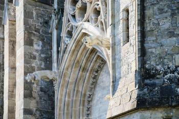 Travel to Occitanie, France - portal of Basilica of Saints Nazarius and Celsus (Eglise Saint-Nazaire de Carcassonne, Basilique Saint Nazaire) in Cite de Carcassonne