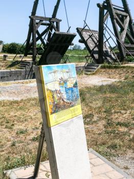 ARLES, FRANCE - JULY 7, 2008: view of Pont Van Gogh, replica of the Langlois Bridge, drawbridge which was the subject of several paintings by Vincent van Gogh in 1888, on Canal d'Arles a Fos