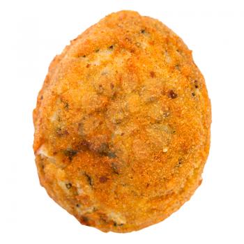 traditional sicilian street food - one vegetable stuffed rice ball arancini isolated on white background