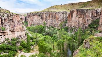 Travel to Turkey - panorama of Ihlara Valley of Aksaray Province in Cappadocia in spring