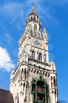 Travel to Germany - tower of New City Hall (Neues Rathaus) on Marienplatz in Munich city