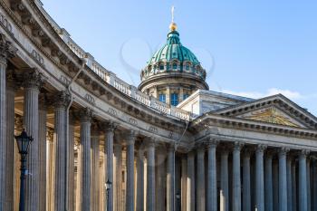 colonnade of Kazan Cathedral in Saint Petersburg city in March morning