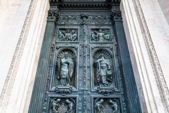 outdoor northern doors of Saint Isaac's Cathedral (Isaakievskiy Sobor) in Saint Petersburg city