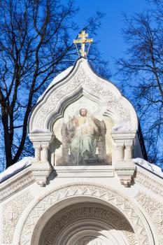 top of Tomb of Prince Dmitry Mikhailovich Pozharsky in Monastery of Our Savior and St Euthymius in Suzdal town in winter in Vladimir oblast of Russia