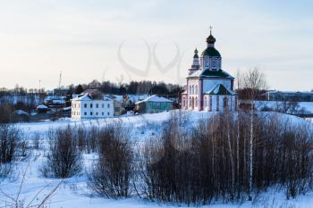 Church of Elijah the Prophet on Ivanovo Hill (Elijah Church) Suzdal town in winter evening in Vladimir oblast of Russia