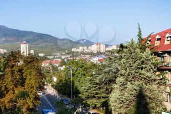 travel to Crimea - view of Baglikov Street in Alushta city in morning