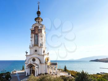 travel to Crimea - Church-lighthouse of St. Nicholas the Wonderworker near Malorechenskoe village on Crimean Southern Coast of Black Sea