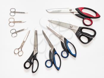 above view of semicircle from different shears on white background