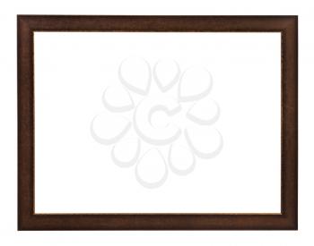 modern flat brown painted wooden picture frame with cut out canvas isolated on white background