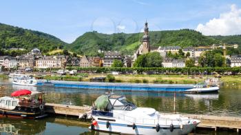 travel to Germany - view of Cochem city with Sankt Martin Church from Moselle river in summer day
