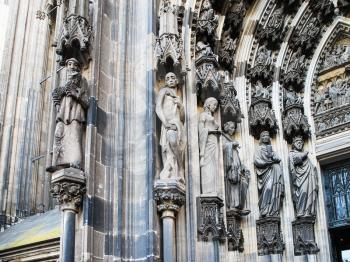 travel to Germany - decor of portal of North Entrance to Cologne Cathedral