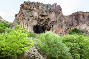 Travel to Turkey - old cave in Ihlara Valley of Aksaray Province in Cappadocia in spring